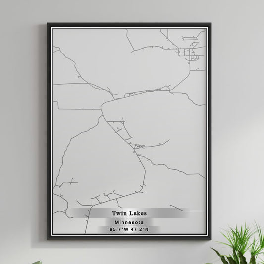 ROAD MAP OF TWIN LAKES, MINNESOTA BY MAPBAKES