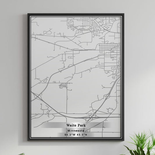 ROAD MAP OF WAITE PARK, MINNESOTA BY MAPBAKES