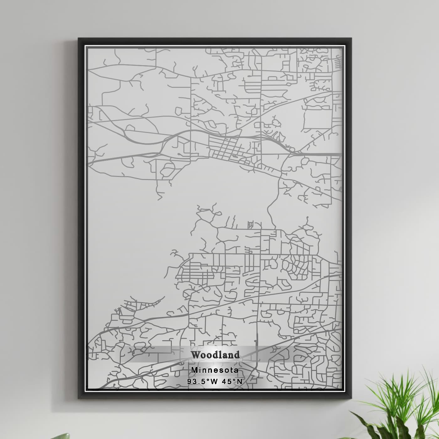 ROAD MAP OF WOODLAND, MINNESOTA BY MAPBAKES