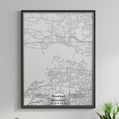 ROAD MAP OF WOODLAND, MINNESOTA BY MAPBAKES