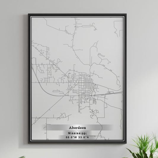 ROAD MAP OF ABERDEEN, MISSISSIPPI BY MAPBAKES