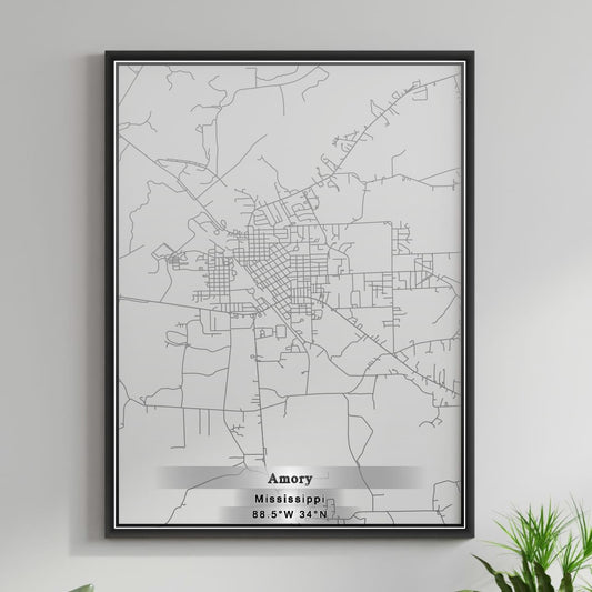 ROAD MAP OF AMORY, MISSISSIPPI BY MAPBAKES