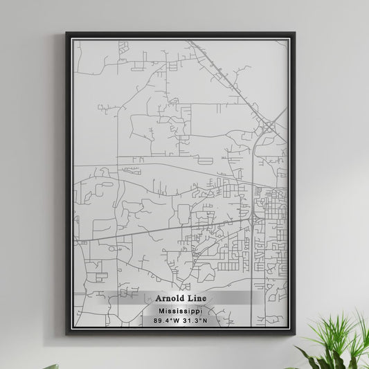 ROAD MAP OF ARNOLD LINE, MISSISSIPPI BY MAPBAKES