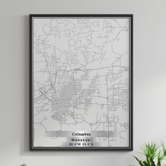 ROAD MAP OF COLUMBUS, MISSISSIPPI BY MAPBAKES