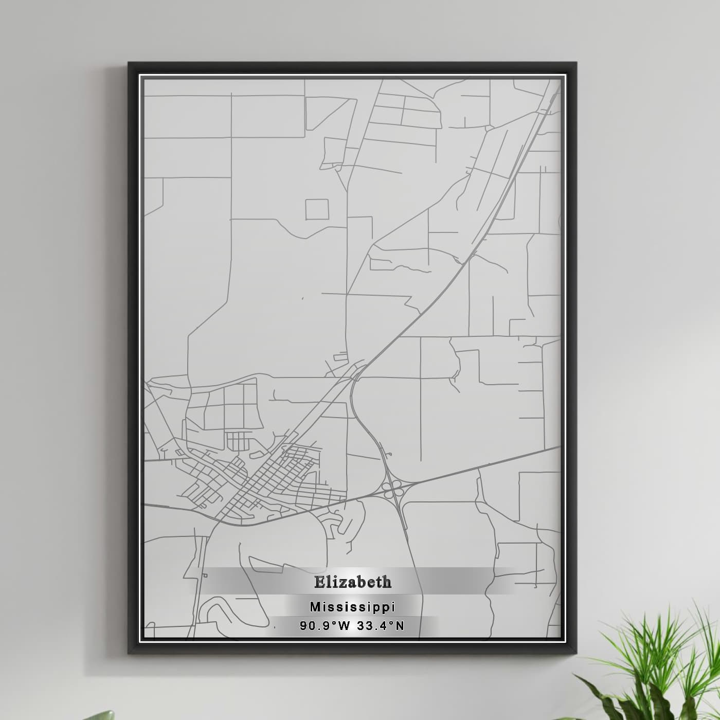 ROAD MAP OF ELIZABETH, MISSISSIPPI BY MAPBAKES