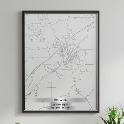 ROAD MAP OF ELLISVILLE, MISSISSIPPI BY MAPBAKES