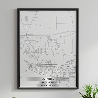 ROAD MAP OF GULF HILLS, MISSISSIPPI BY MAPBAKES