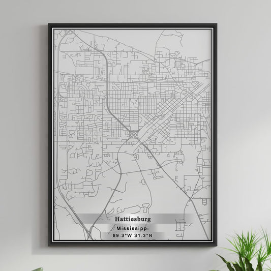 ROAD MAP OF HATTIESBURG, MISSISSIPPI BY MAPBAKES