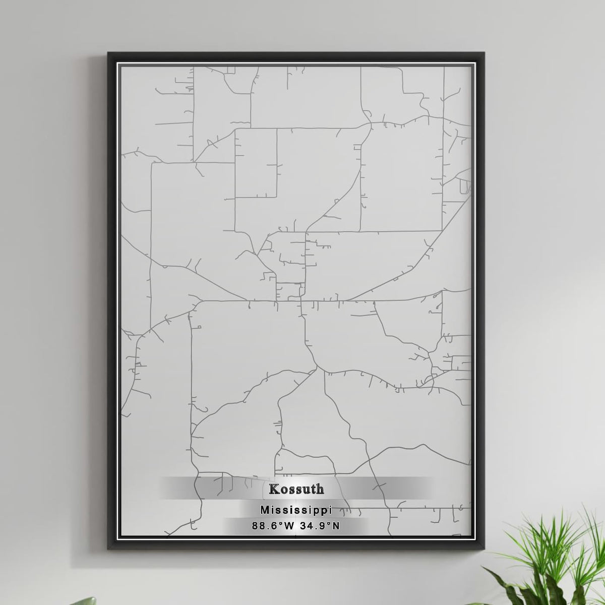 ROAD MAP OF KOSSUTH, MISSISSIPPI BY MAPBAKES