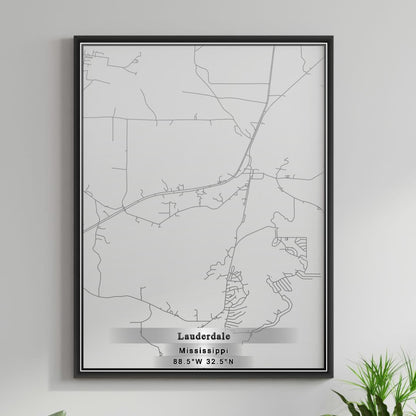 ROAD MAP OF LAUDERDALE, MISSISSIPPI BY MAPBAKES
