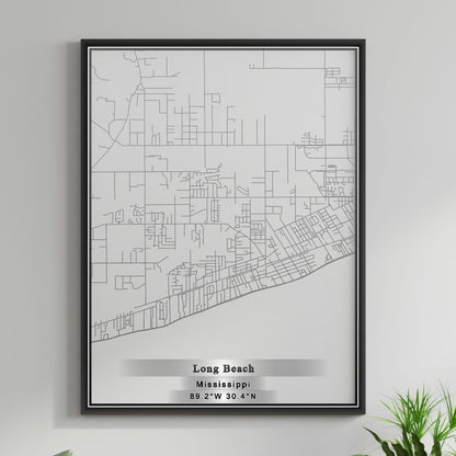 ROAD MAP OF LONG BEACH, MISSISSIPPI BY MAPBAKES