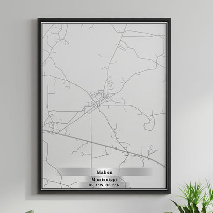 ROAD MAP OF MABEN, MISSISSIPPI BY MAPBAKES