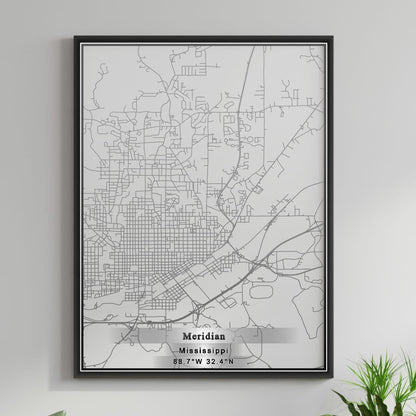 ROAD MAP OF MERIDIAN, MISSISSIPPI BY MAPBAKES