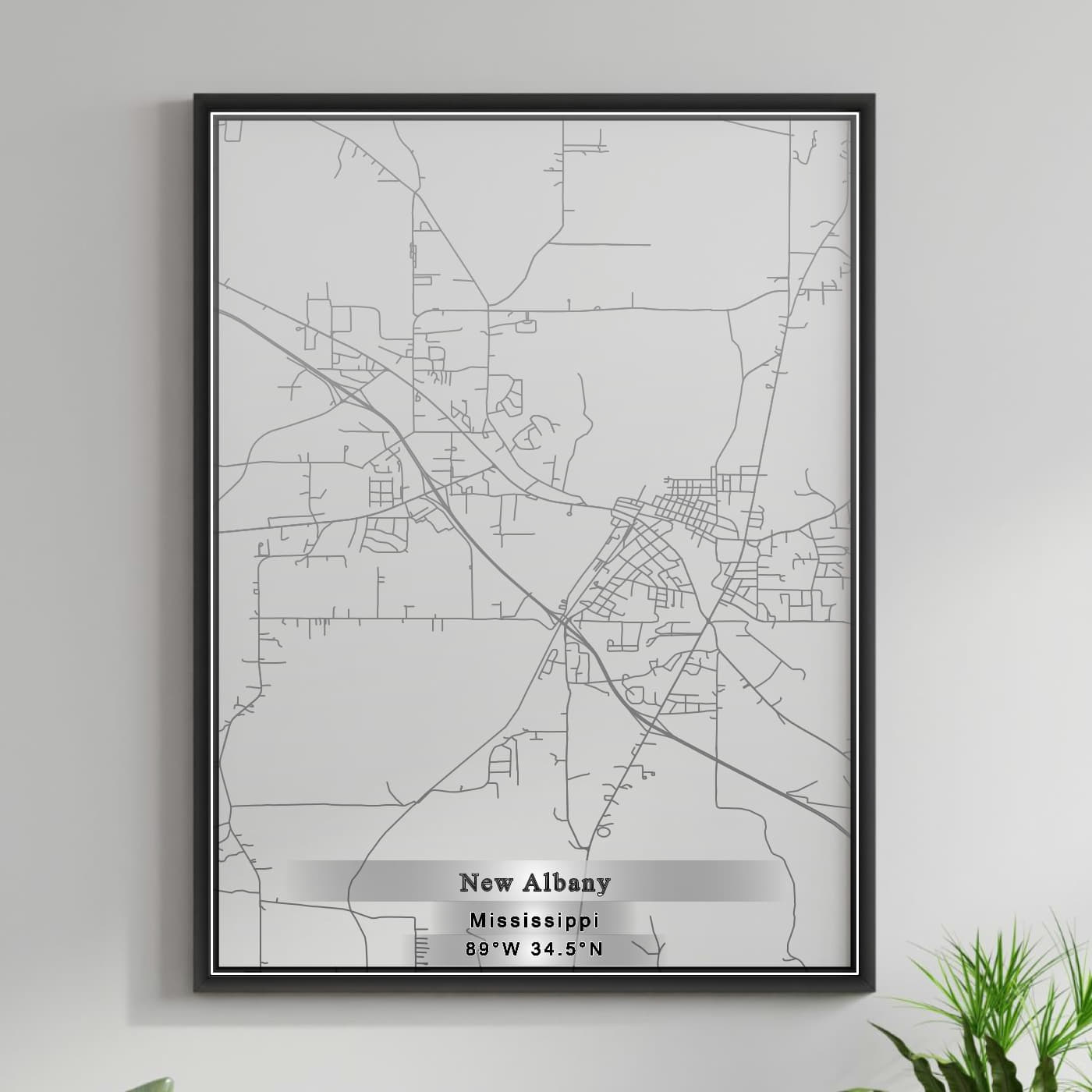 ROAD MAP OF NEW ALBANY, MISSISSIPPI BY MAPBAKES