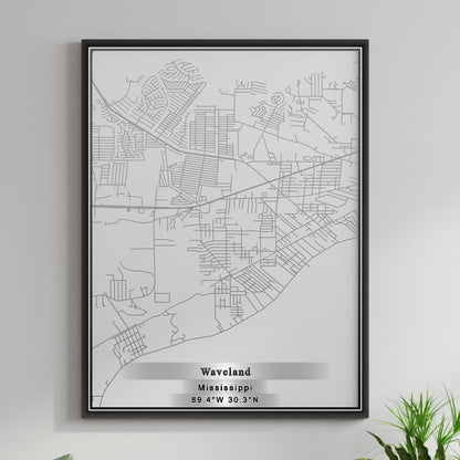 ROAD MAP OF WAVELAND, MISSISSIPPI BY MAPBAKES