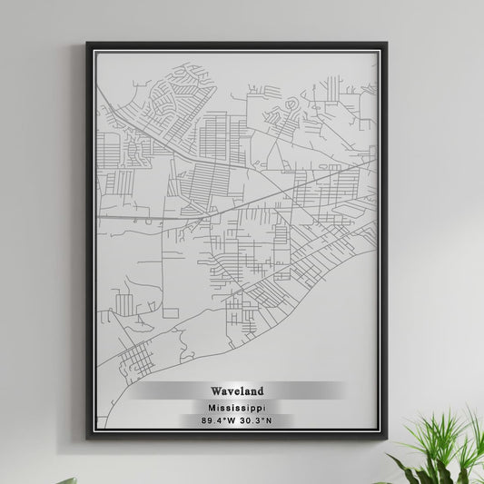 ROAD MAP OF WAVELAND, MISSISSIPPI BY MAPBAKES