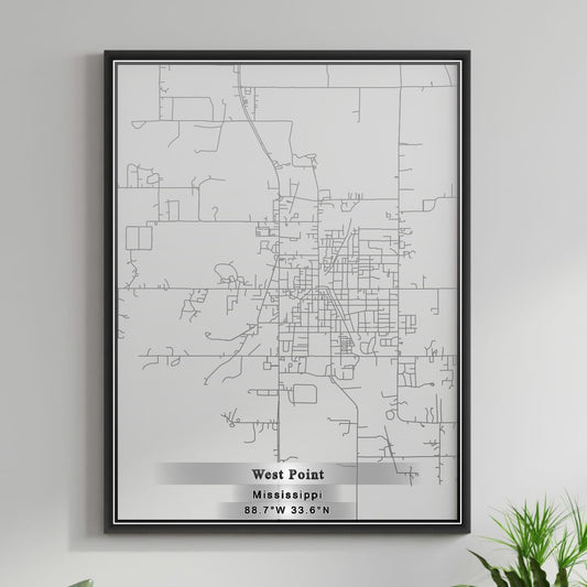 ROAD MAP OF WEST POINT, MISSISSIPPI BY MAPBAKES