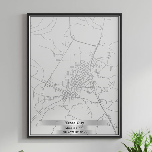 ROAD MAP OF YAZOO CITY, MISSISSIPPI BY MAPBAKES
