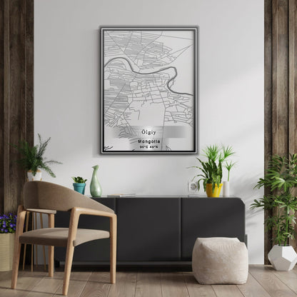 ROAD MAP OF OLGIY, MANGOLIA BY MAPBAKES