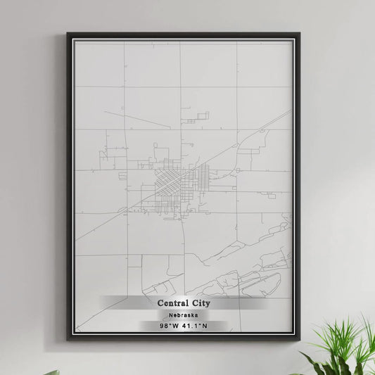 ROAD MAP OF CENTRAL CITY, NEBRASKA BY MAPBAKES