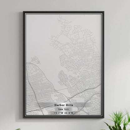 ROAD MAP OF HARBOR HILLS, NEW YORK BY MAPBAKES