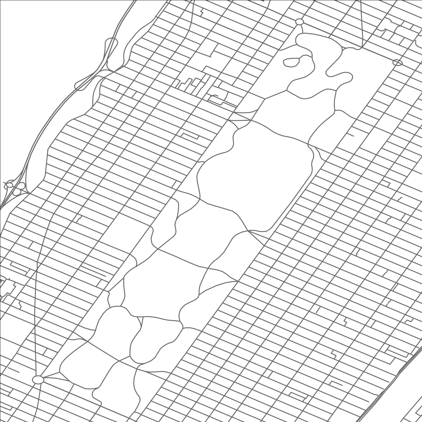 ROAD MAP OF MANHATTAN, NEW YORK BY MAPBAKES