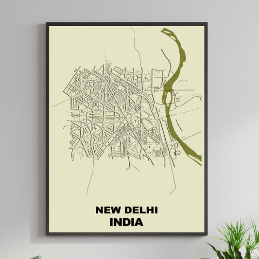 COLOURED ROAD MAP OF NEW DELHI, INDIA BY MAPBAKES