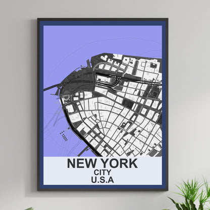 COLOURED ROAD MAP OF NEW YORK, USA BY MAPBAKES