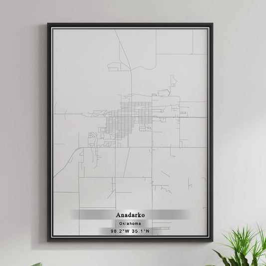 ROAD MAP OF ANADARKO, OKLAHOMA BY MAPBAKES