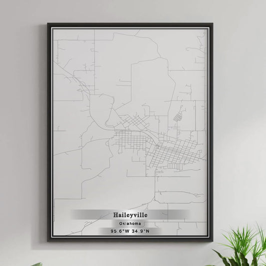 ROAD MAP OF HAILEYVILLE, OKLAHOMA BY MAPBAKES