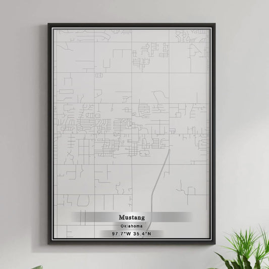 ROAD MAP OF MUSTANG, OKLAHOMA BY MAPBAKES