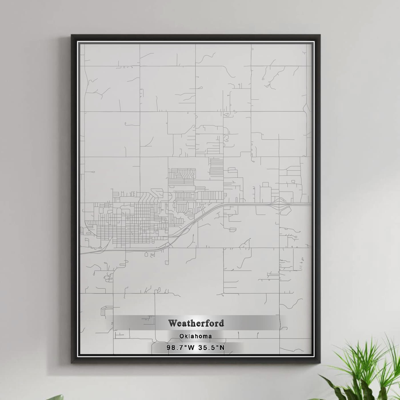 ROAD MAP OF WEATHERFORD, OKLAHOMA BY MAPBAKES