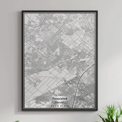 ROAD MAP OF FAISALABAD, PAKISTAN BY MAPBAKES