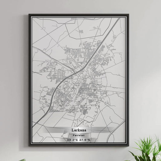 ROAD MAP OF LARKANA, PAKISTAN BY MAPBAKES