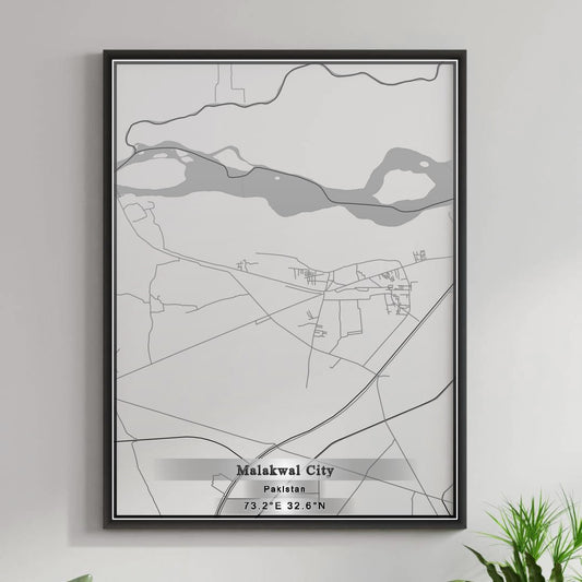 ROAD MAP OF MALAKWAL CITY, PAKISTAN BY MAPBAKES