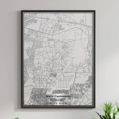 ROAD MAP OF MALIR CANTONMENT, PAKISTAN BY MAPBAKES