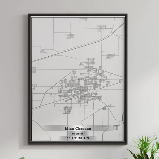 ROAD MAP OF MIAN CHANNUN, PAKISTAN BY MAPBAKES