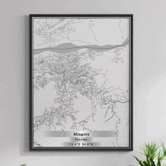 ROAD MAP OF MINGORA, PAKISTAN BY MAPBAKES