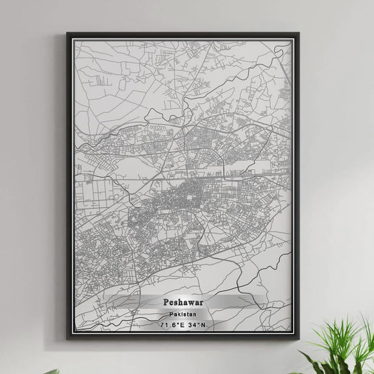 ROAD MAP OF PESHAWAR, PAKISTAN BY MAPBAKES