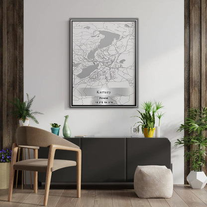 ROAD MAP OF KARTUZY, POLAND BY MAPBAKES