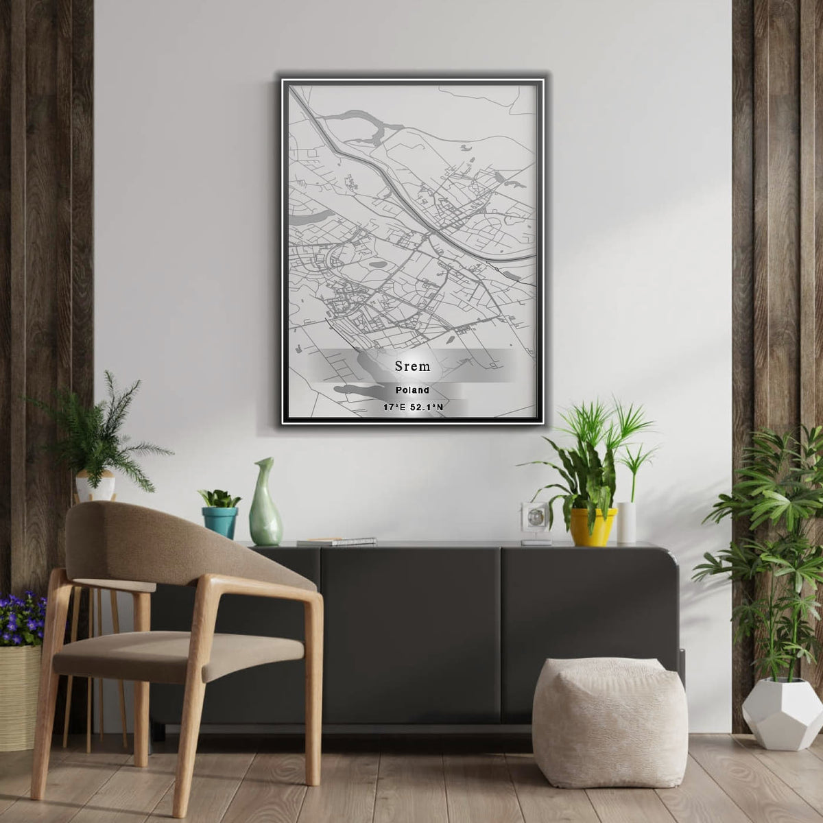 ROAD MAP OF SREM, POLAND BY MAPBAKES