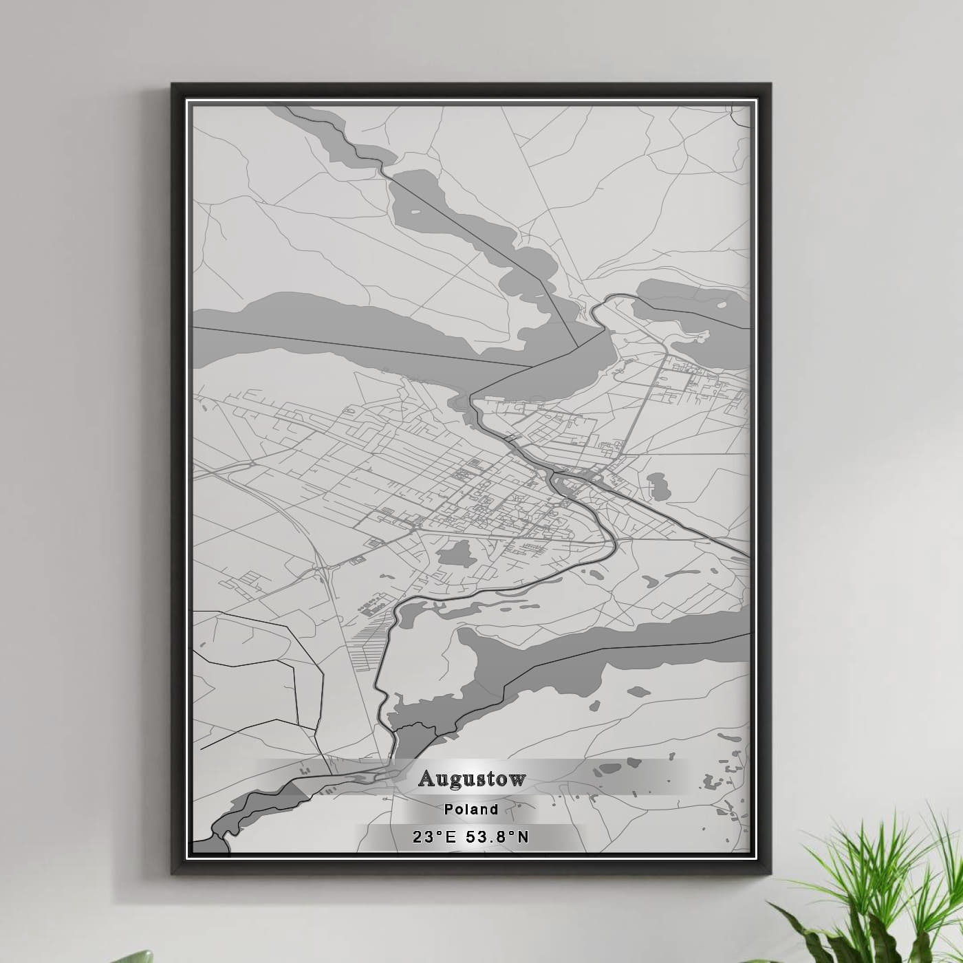 ROAD MAP OF AUGUSTOW, POLAND BY MAPBAKES