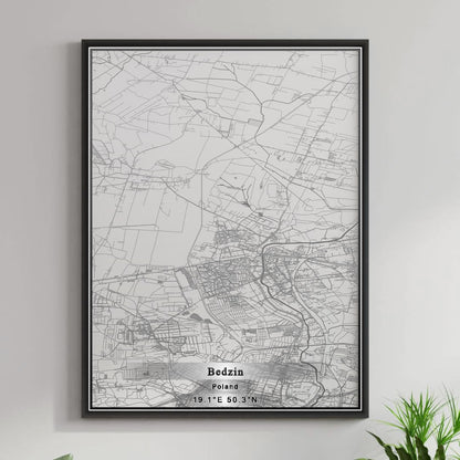 ROAD MAP OF BEDZIN, POLAND BY MAPBAKES