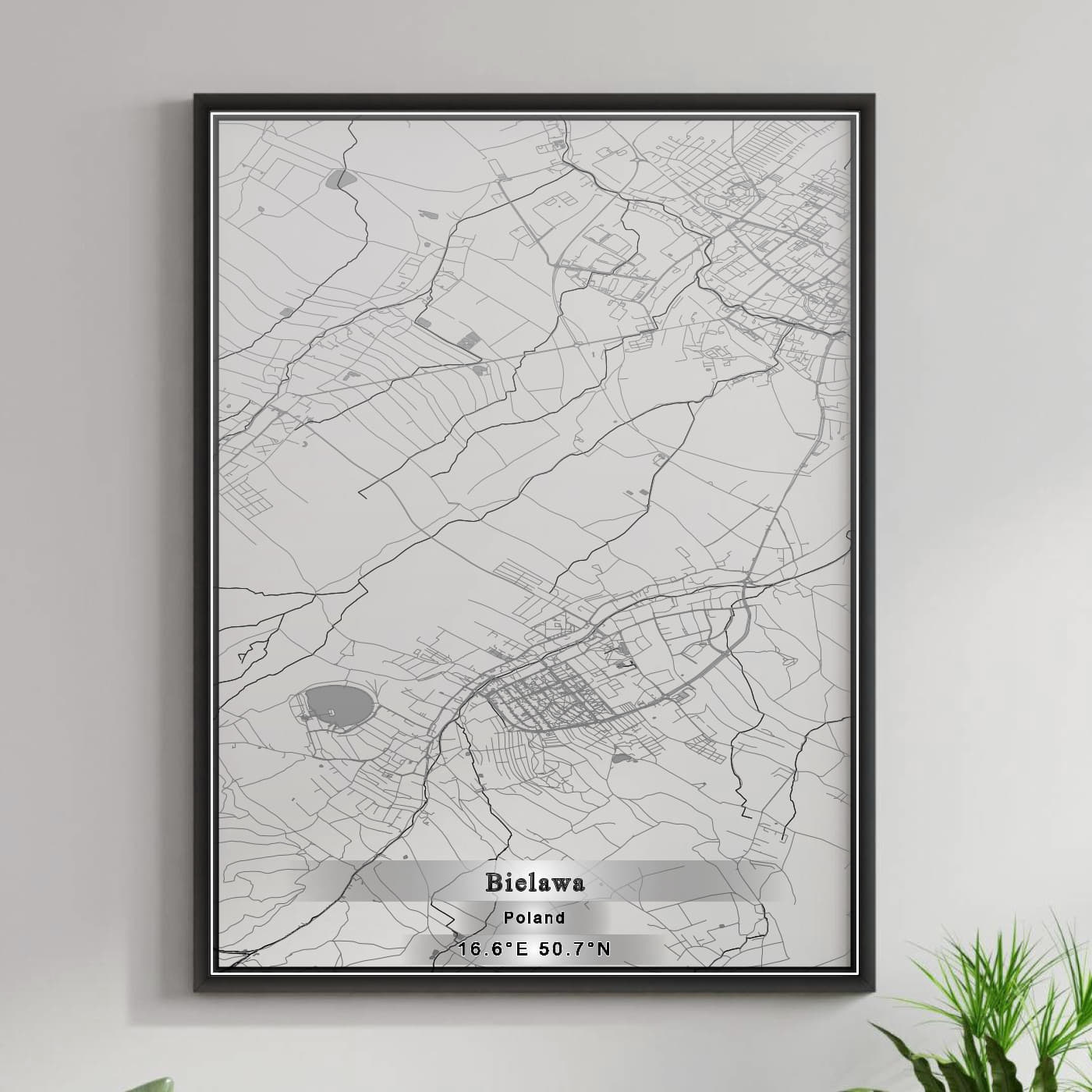 ROAD MAP OF BIELAWA, POLAND BY MAPBAKES