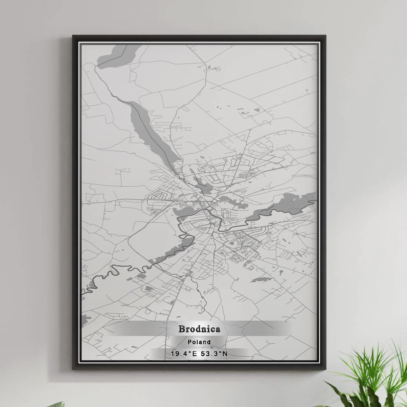 ROAD MAP OF BRODNICA, POLAND BY MAPBAKES