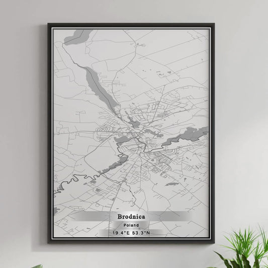 ROAD MAP OF BRODNICA, POLAND BY MAPBAKES