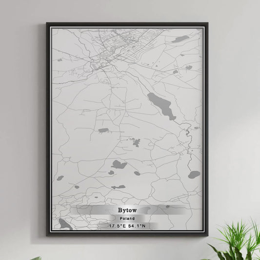 ROAD MAP OF BYTOW, POLAND BY MAPBAKES