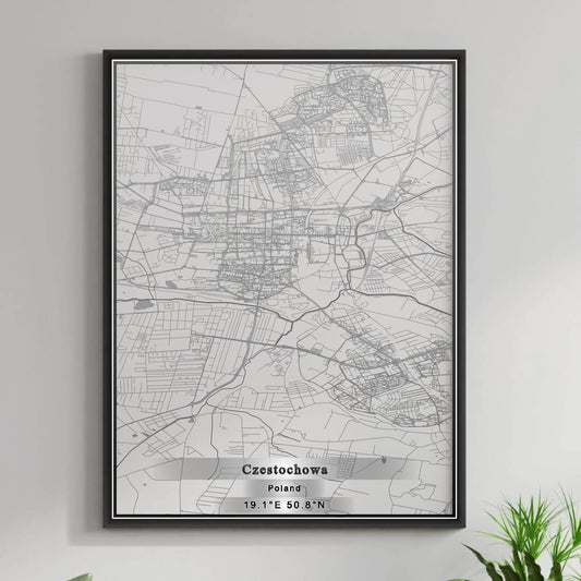 ROAD MAP OF CZESTOCHOWA, POLAND BY MAPBAKES