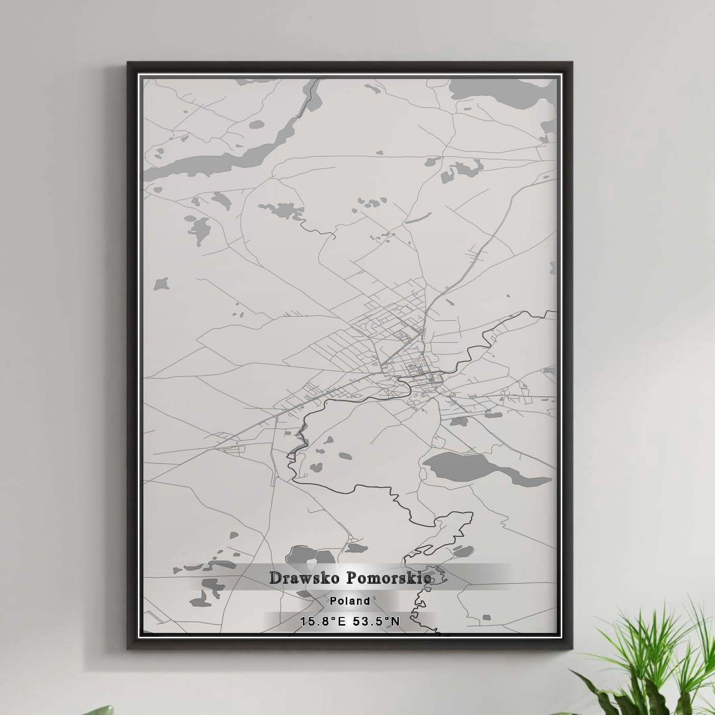 ROAD MAP OF DRAWSKO POMORSKIE, POLAND BY MAPBAKES