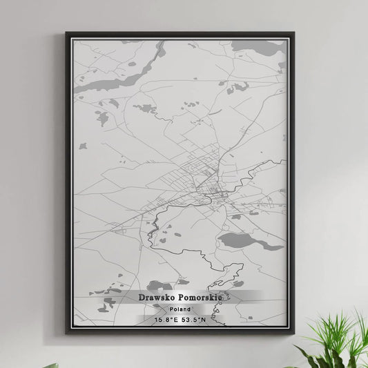 ROAD MAP OF DRAWSKO POMORSKIE, POLAND BY MAPBAKES